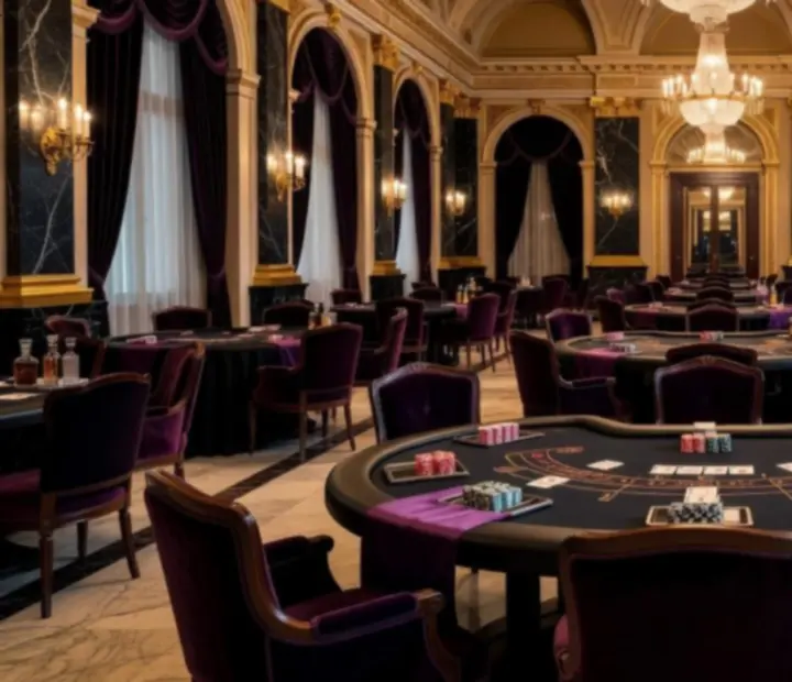 Elegáns budapesti bálterem casino-hangulatú tematikus díszítéssel
