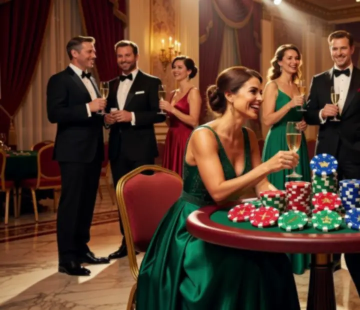 Korábbi vállalati gála montázsa casino-ihlette részletekkel