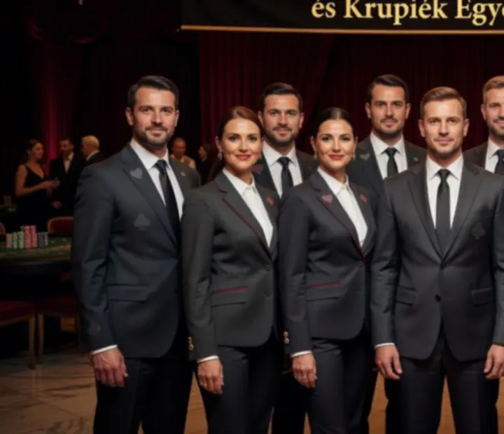 Professzionális magyar croupier és házigazda elegáns öltözetben